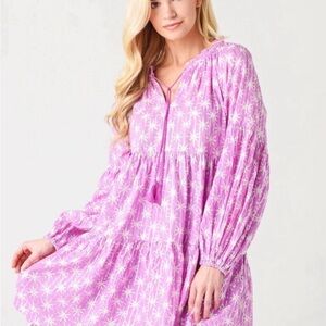 Oliphant Lavender purple Starburst metallic tassel balloon sleeve Dress XS